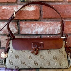 Dooney & Bourke Tan and Brown Logo Shoulder Bag